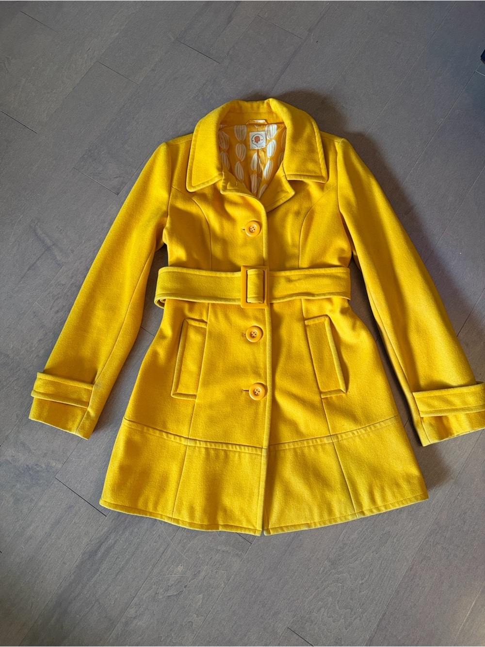 Tulle Yellow Belted Pea Coat